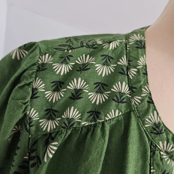 Knox Rose Green Floral Peasant Blouse Boho Size XL Cottagecore Hippie Gypsy - Picture 9 of 15